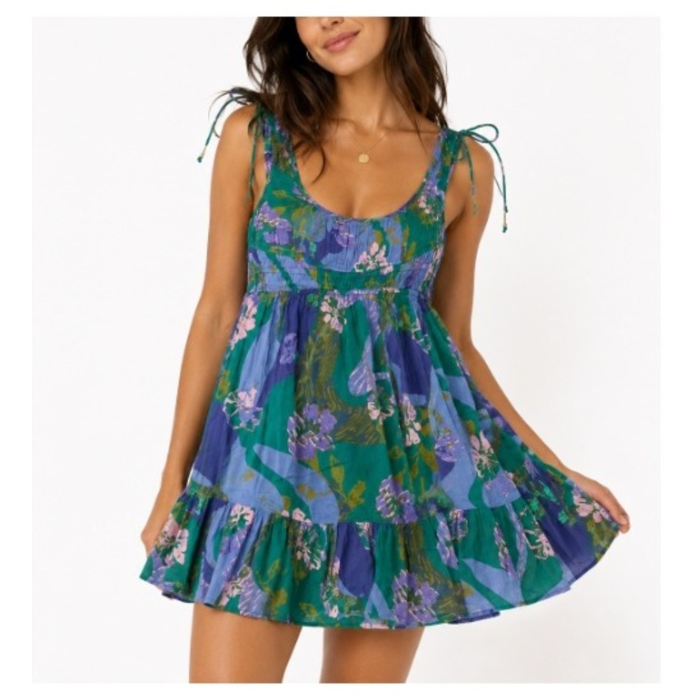 Free People Women's Blue River Combo Vernon Mini Dress Size M NWT